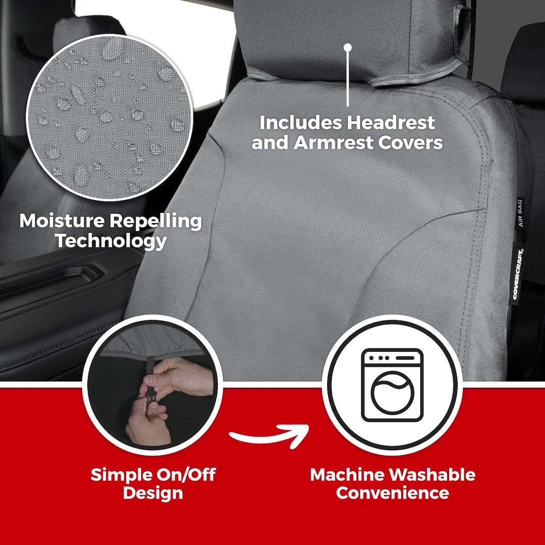 SS3473WFGY – COVERCRAFT Seat Cover, Seat Style C - Bucket With Adjustable Headrests Waterproof Polye - view 3